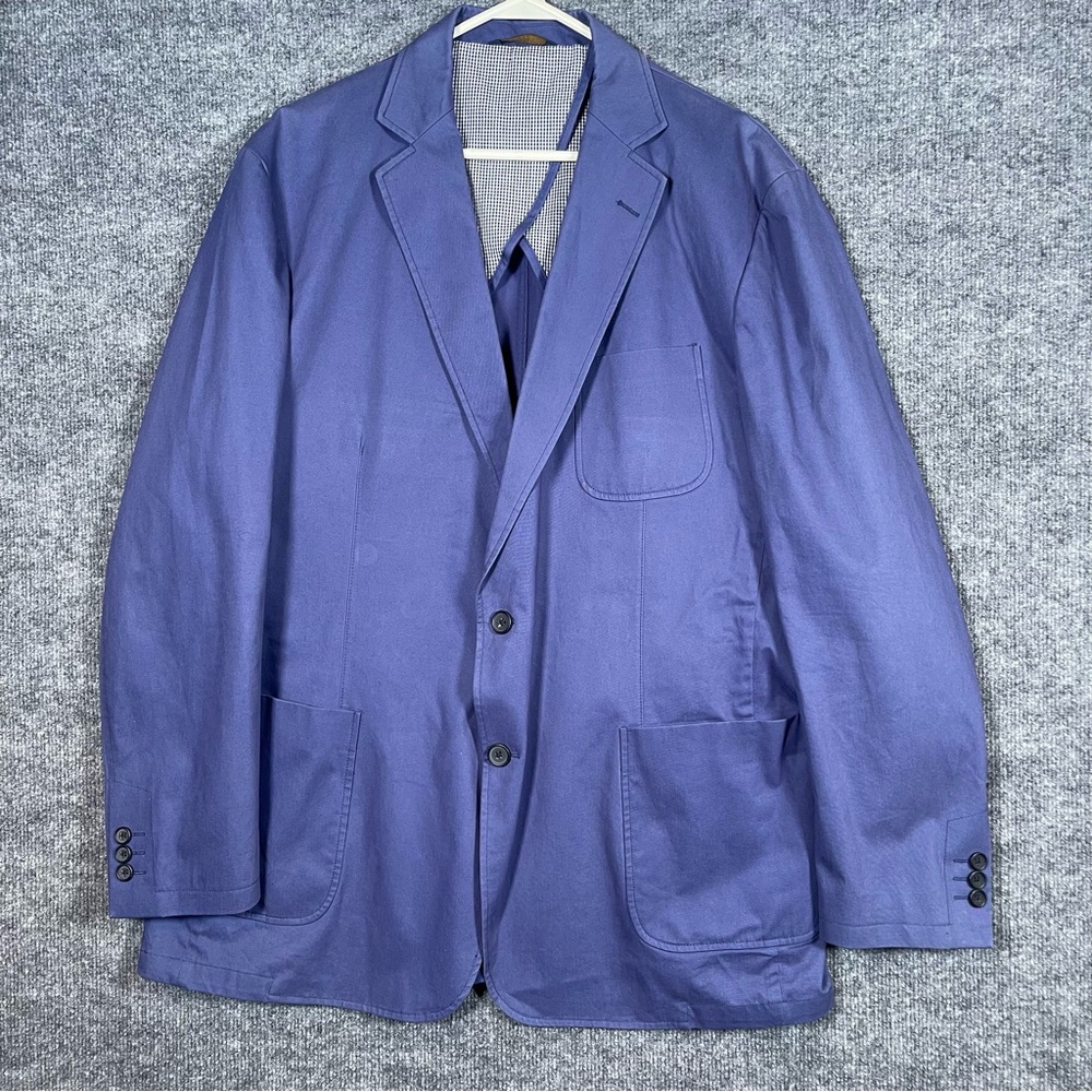 346 Brooks‎ Brothers Regent Fit Mens 46L Blue Gingham 2 Button Cotton Blazer